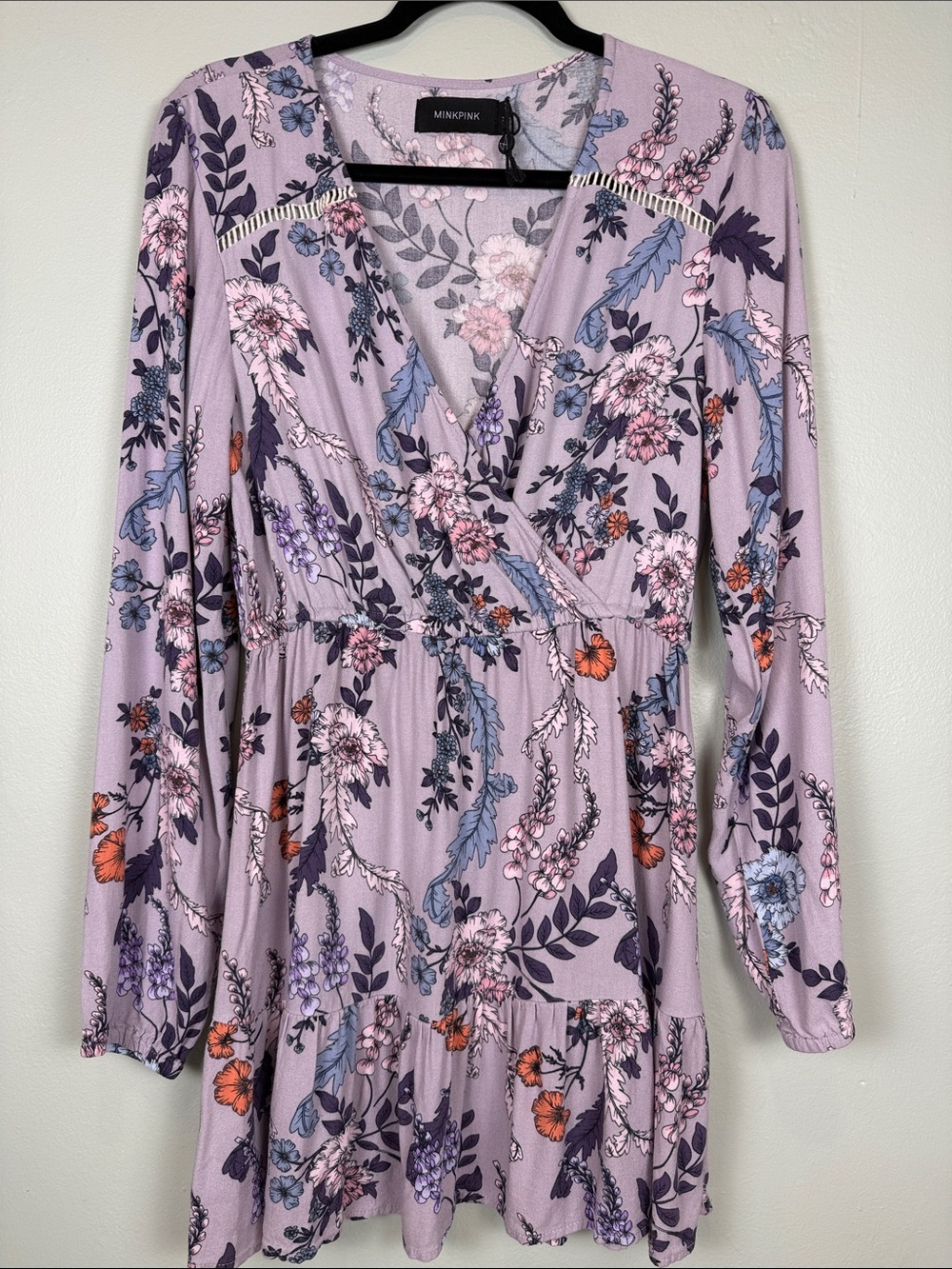 MINKPINK Lilac Floral Wrap Mini Dress